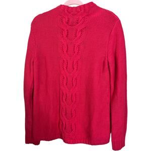 Lord & Taylor scarlet red chunky knit sweater mock neck medium